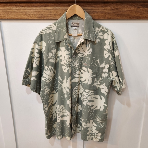Quiksilver Other - Quicksilver 80s Single Stitch Men’s Shirt Green Floral Cotton XL Hawaiian